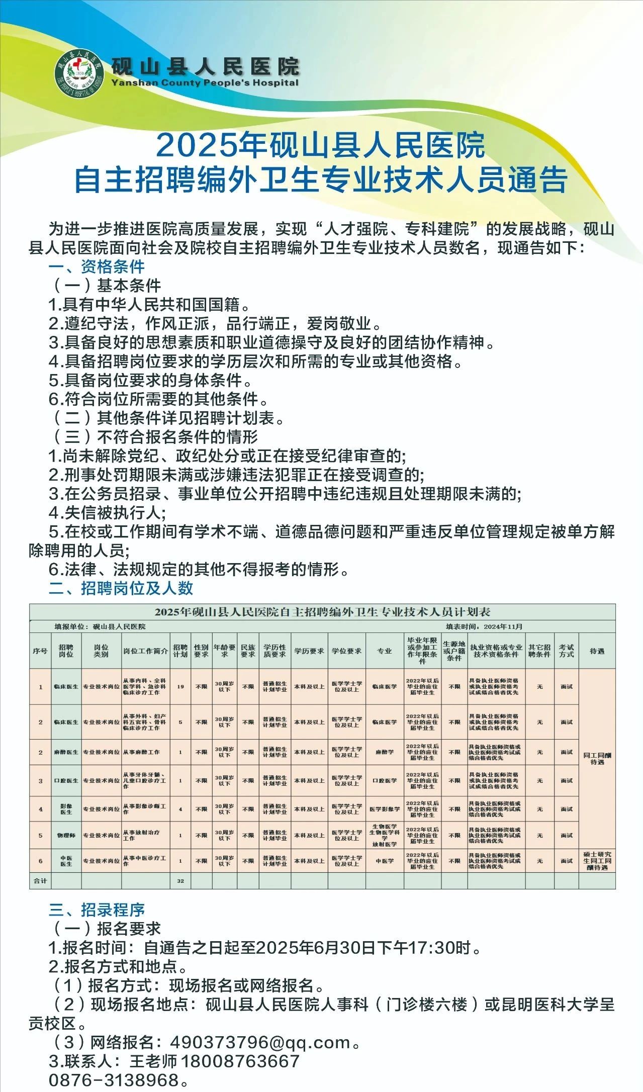 医疗单位事业编制招聘信息公示